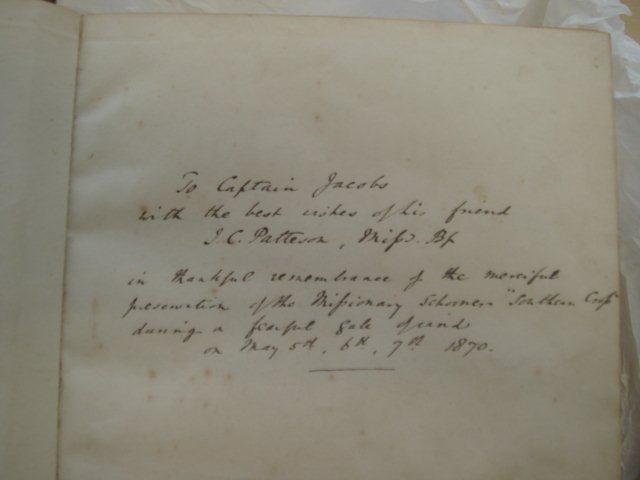 Inscription from Captain Jacobs Bible